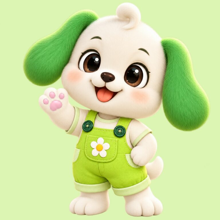 春春:绿耳朵、穿绿色背带裤的品牌犬吉祥物